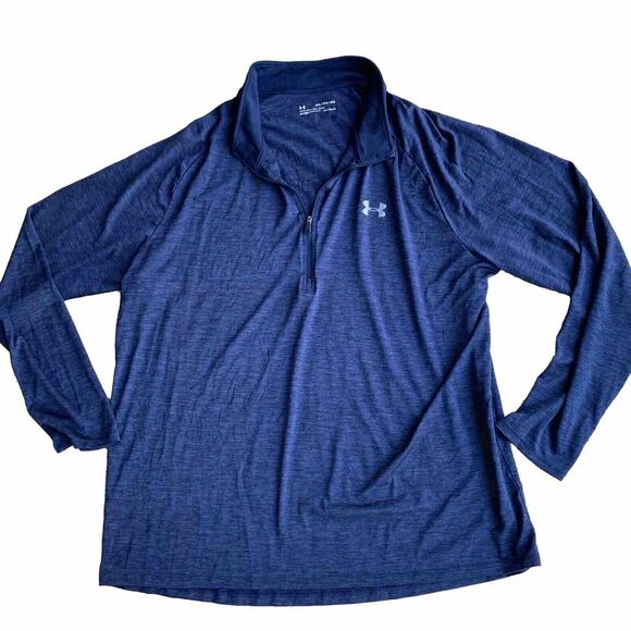 Under Armour Shirt Men's XXL Blue Quarter Zip Pullover Training Workout Loose - Picture 1 of 6